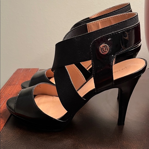 Liz Claiborne Black Patent Strappy Heels - Picture 3 of 12